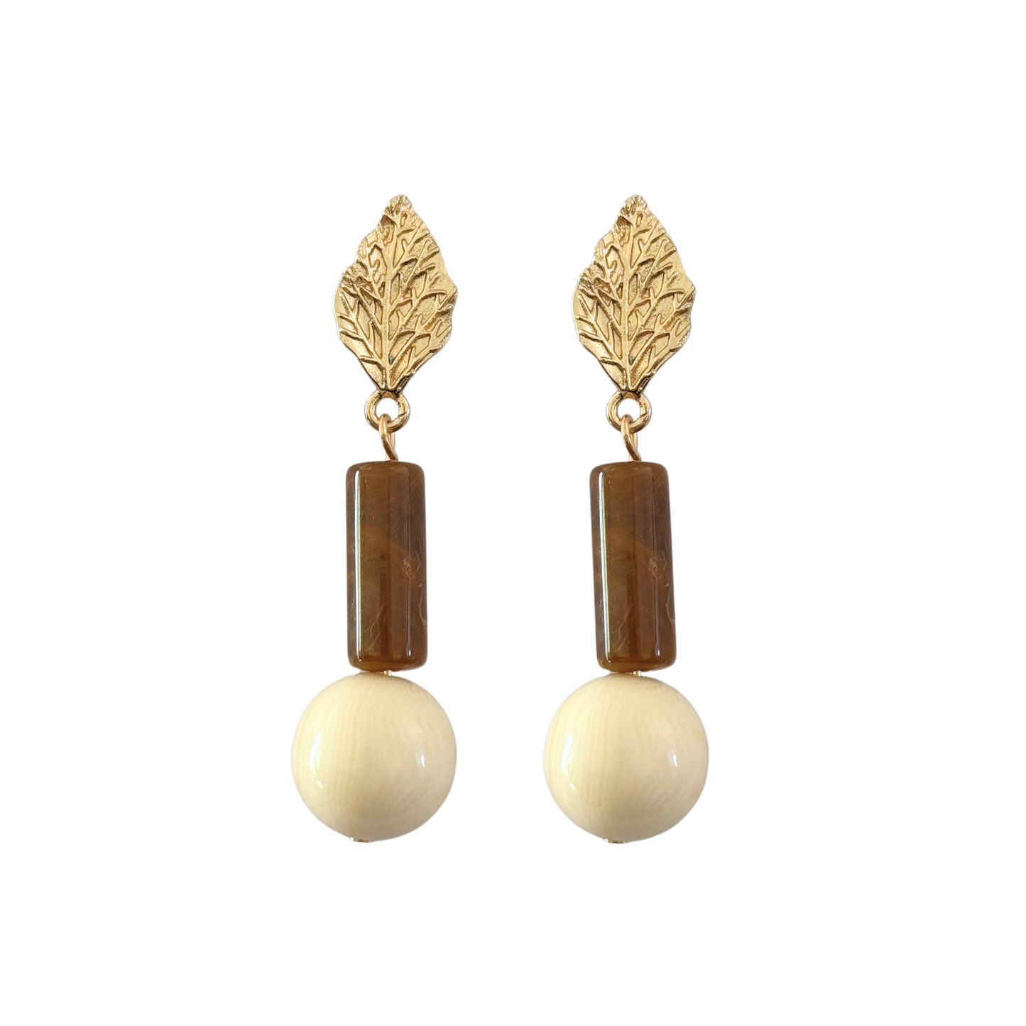 PENDIENTES HOJA MARRÓN
