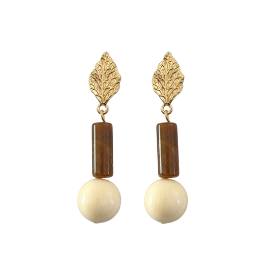 PENDIENTES HOJA MARRÓN